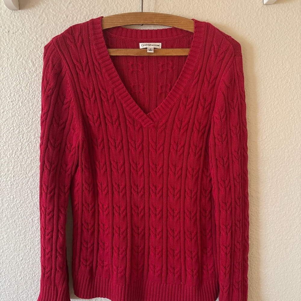 Croft & Barrow Women's V-Neck Red Sweater
